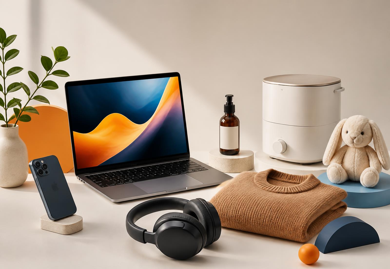 A selection of Sanaabil products including electronics, home goods and apparel